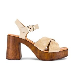 Seychelles Cream and Tan Platform Sandals
